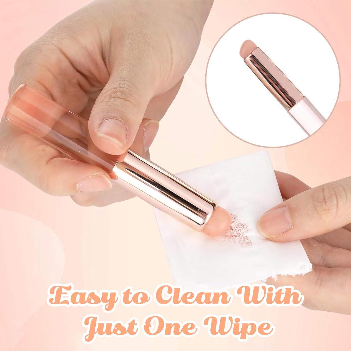 MAYCREATE 2pcs Silicone Lip Applicator Silicone Lip Brush Lip Balm Lipstick Applicator with Dustproof Cap for Lipstick, Lip Gloss, Lip Tint, Lip Mask, Concealer Applicator - Pink MAYCREATE 2pcs Silicone Lip Applicator Silicone Lip Brush Lip Balm Lipstick Applicator with Dustproof Cap for Lipstick, Lip Gloss, Lip Tint, Lip Mask, Concealer Applicator - Pink